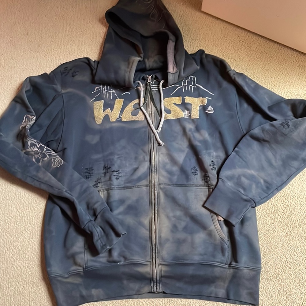 Great Chins Wall Ink vintage graphic zip hoodie sweatshirt.  Grey distressed
